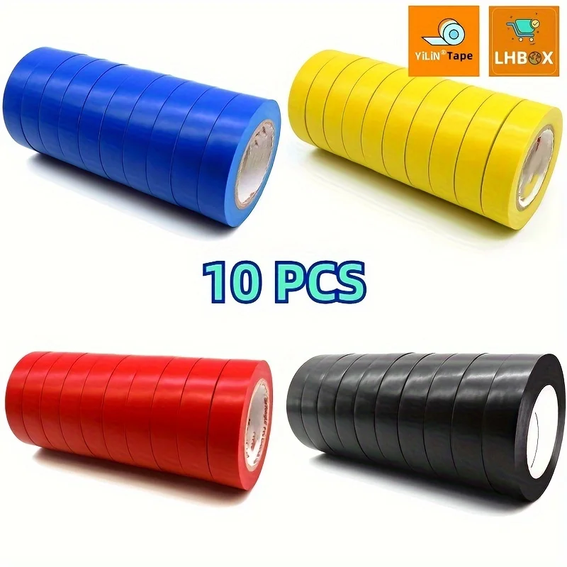 10 Rolls PVC Electrical Tape, Self-Adhesive Waterproof Insulation, 600V & 176 ° F Rated, 15mm x 3m  Assorted Colors