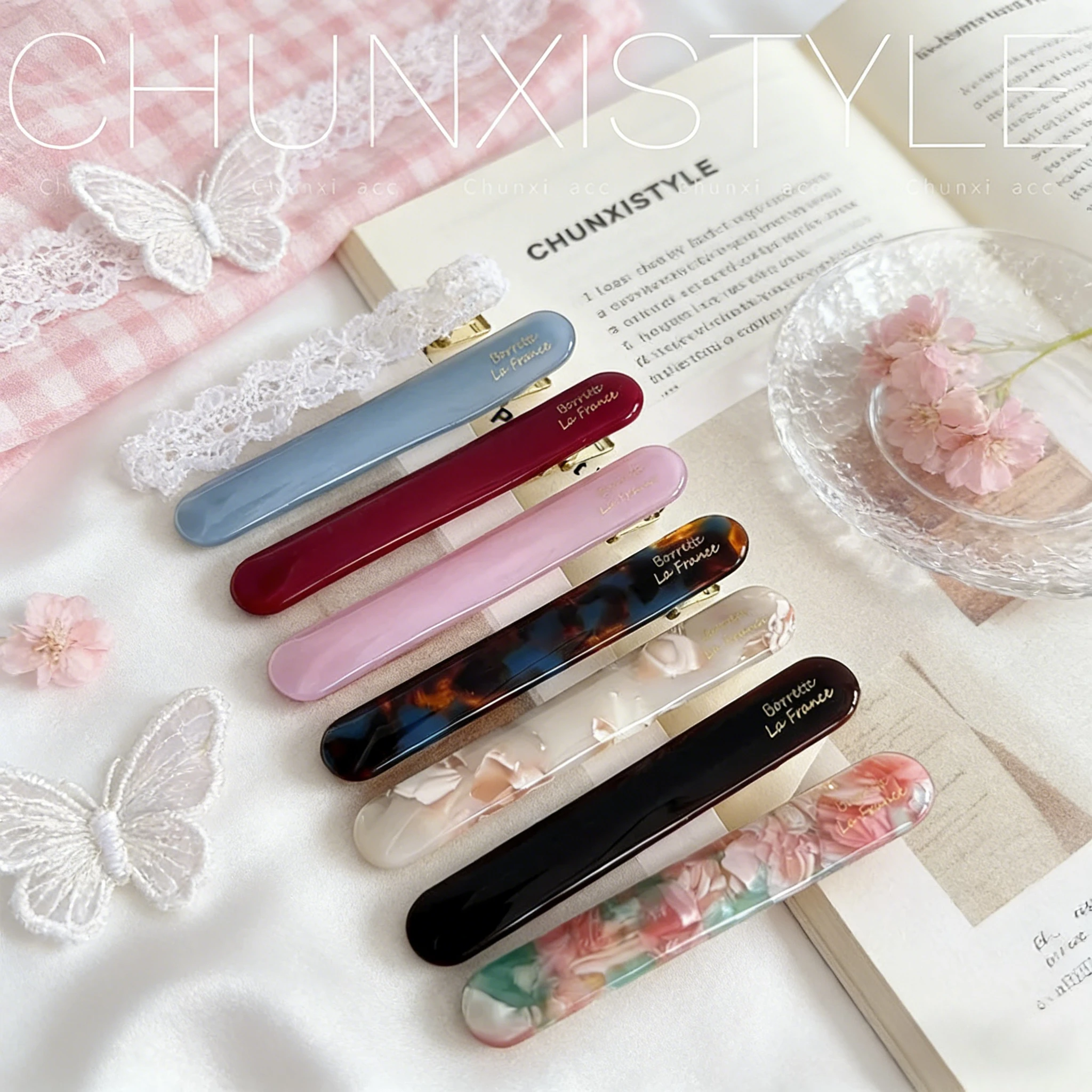 

Маленькие заколки для волос во французском стиле, черные винно-красные боковые заколки, тонкие отслаивающие минималистичные заколки для женщин, 2025 г.