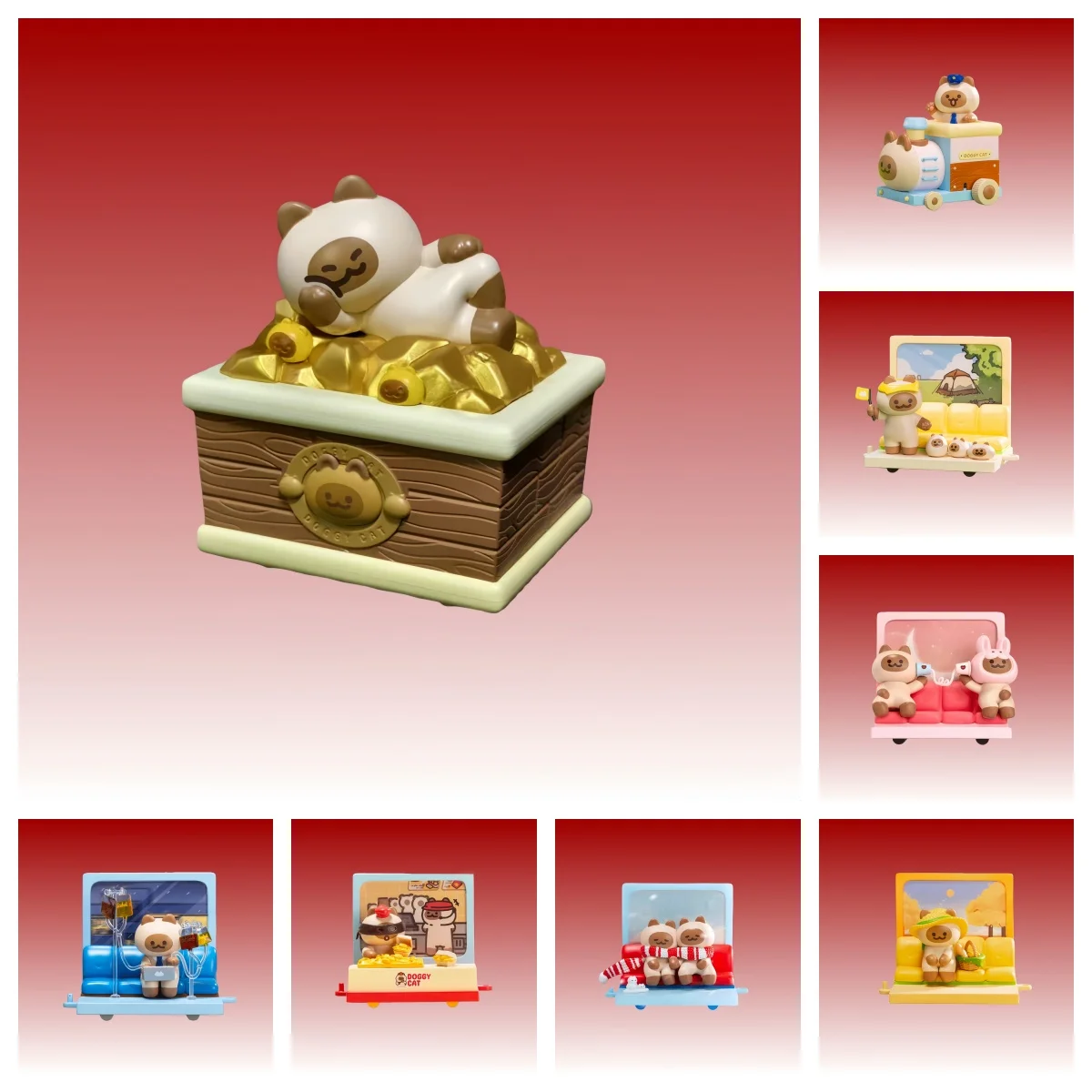 Doggy Cat Fantasy Train Series Blind Box Mystery Box Caixa Caja Dolls Gift Anime Action PVC Figure Toys