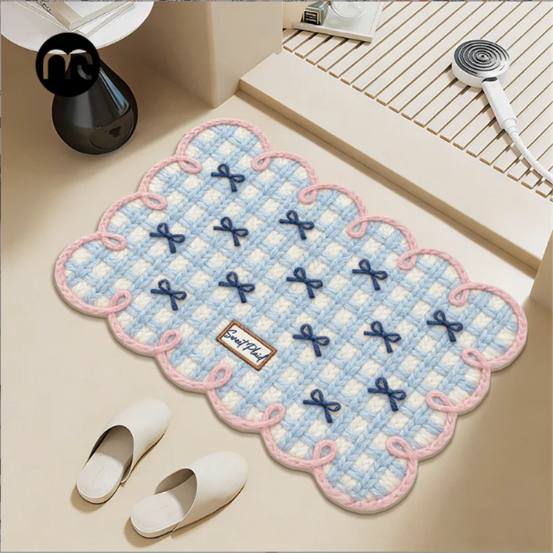 Korean Style Absorbent Diatom Mud Bathroom Floor Mat Entrance Rug Dirt Resistant Wear-Resistant for Kitchen Living Room 40x60cm