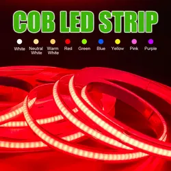 COB LED Strip Light 320 High Density Flexible Linear Lighting 8mm Led Lights Linear Dimmable Red Green Blue Decor DC12V DC24V