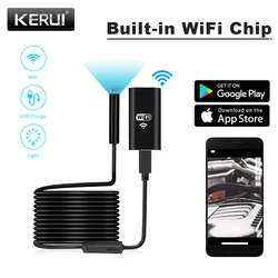 KERUI WIFI Endoscope Camera 8mm 720P Soft Cable Borescope for iPhone Android Tablet PC