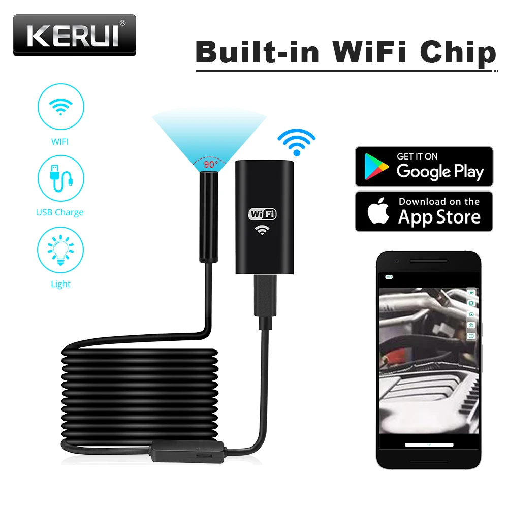 kerui camera endoscopica com cabo macio mm 720p para iphone android tablet e pc 01