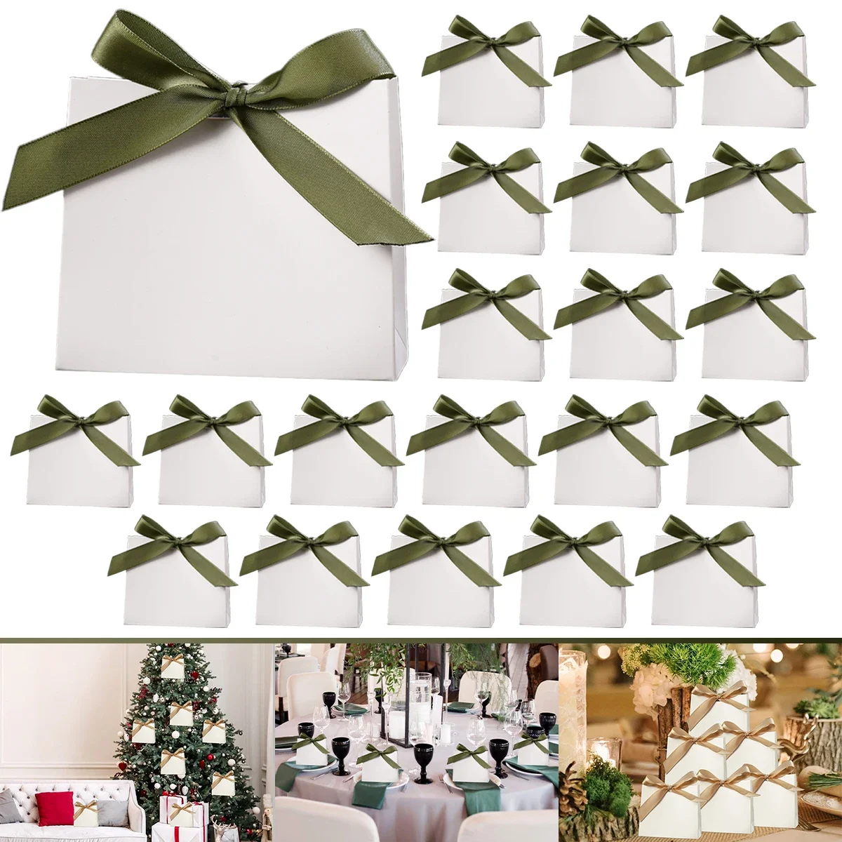 20pcs New different colored kraft paper bag bows holiday gift Bags party wedding souvenirs candy packaging handbags