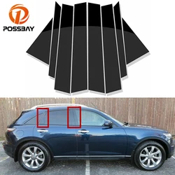 8Pcs Car Black Pillar Posts Decoration Trim Stickers for Infiniti FX35 FX45 2003 2004 2005 2006 2007 2008 Door Window Cover Kits