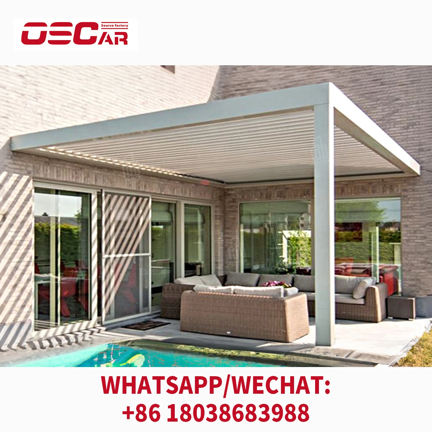 YASN 3x4M Motorized System Garden Louvre Aluminum Profiles Aluminium Pergolas Outdoor Elegance