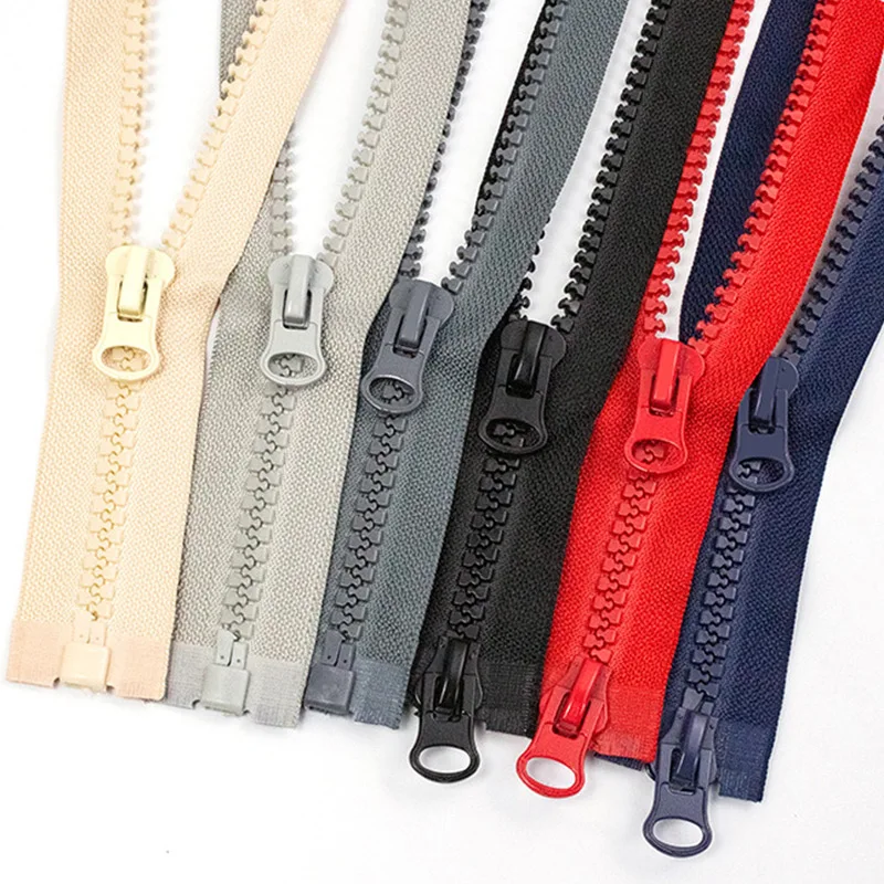 1Pc 50-100cm 8# Resin Zipper Single/Double Puller Slider Open-End Zip for Jacket Long Zips Repair DIY Sewing Accessories