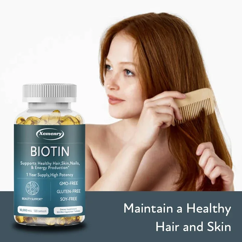 Premium Biotin Capsules, Vitamin B7 Support Supplement for Beautiful Hair, Nails and More - Gluten Free and Non-GMO