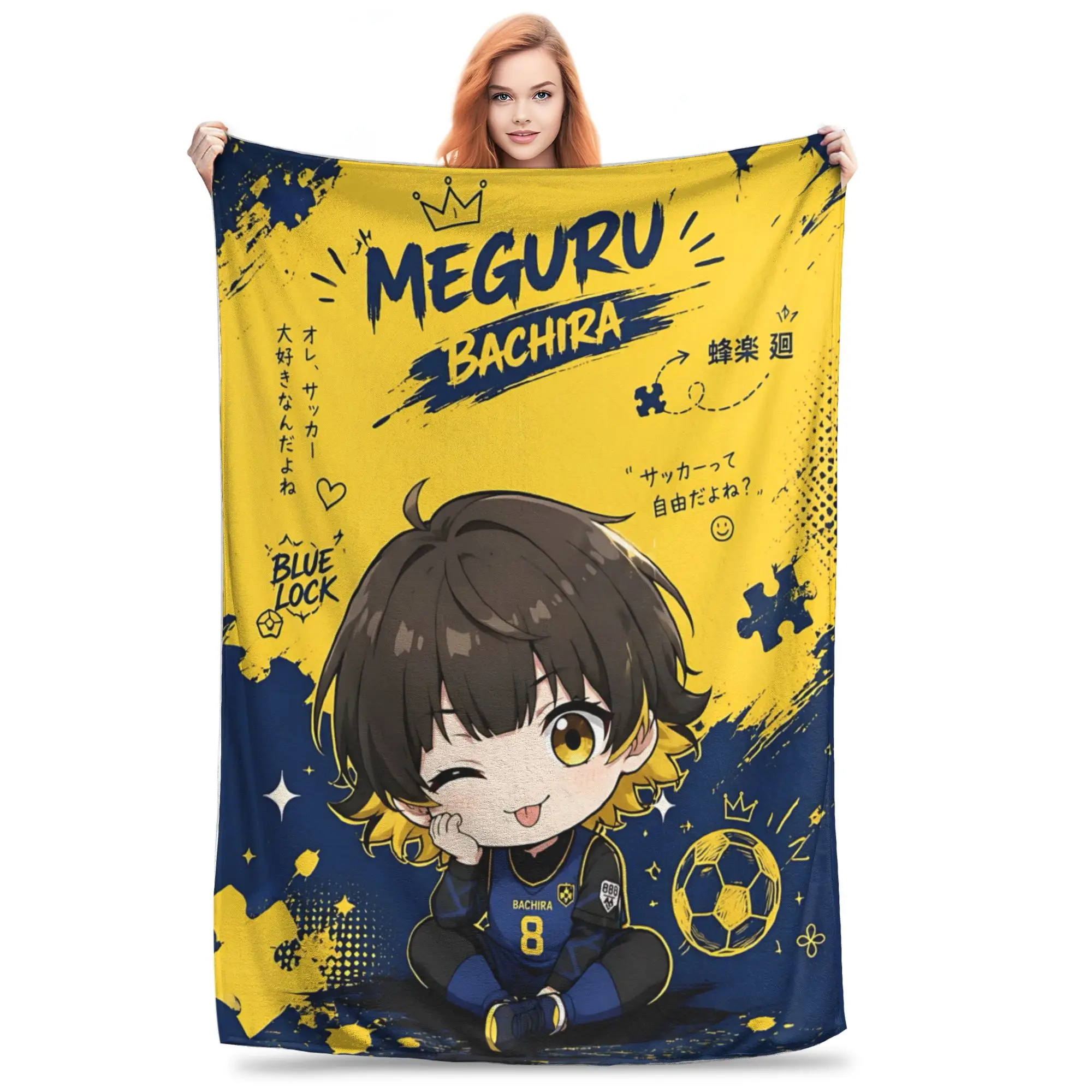 1PC home Christmas Room Decor Blue Lock Football Anime Blanket Throw Blanket  Novelty Warm Blanket All Season