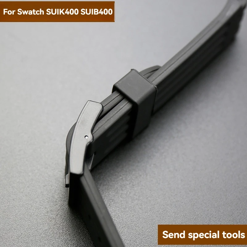 18 مللي متر سيليكون المطاط حزام الساعات ل سواتش استبدال حزام ساعة اليد SUIB400 SUIK400 الأسود مقاوم للماء الرياضة معصمه الرجال النساء