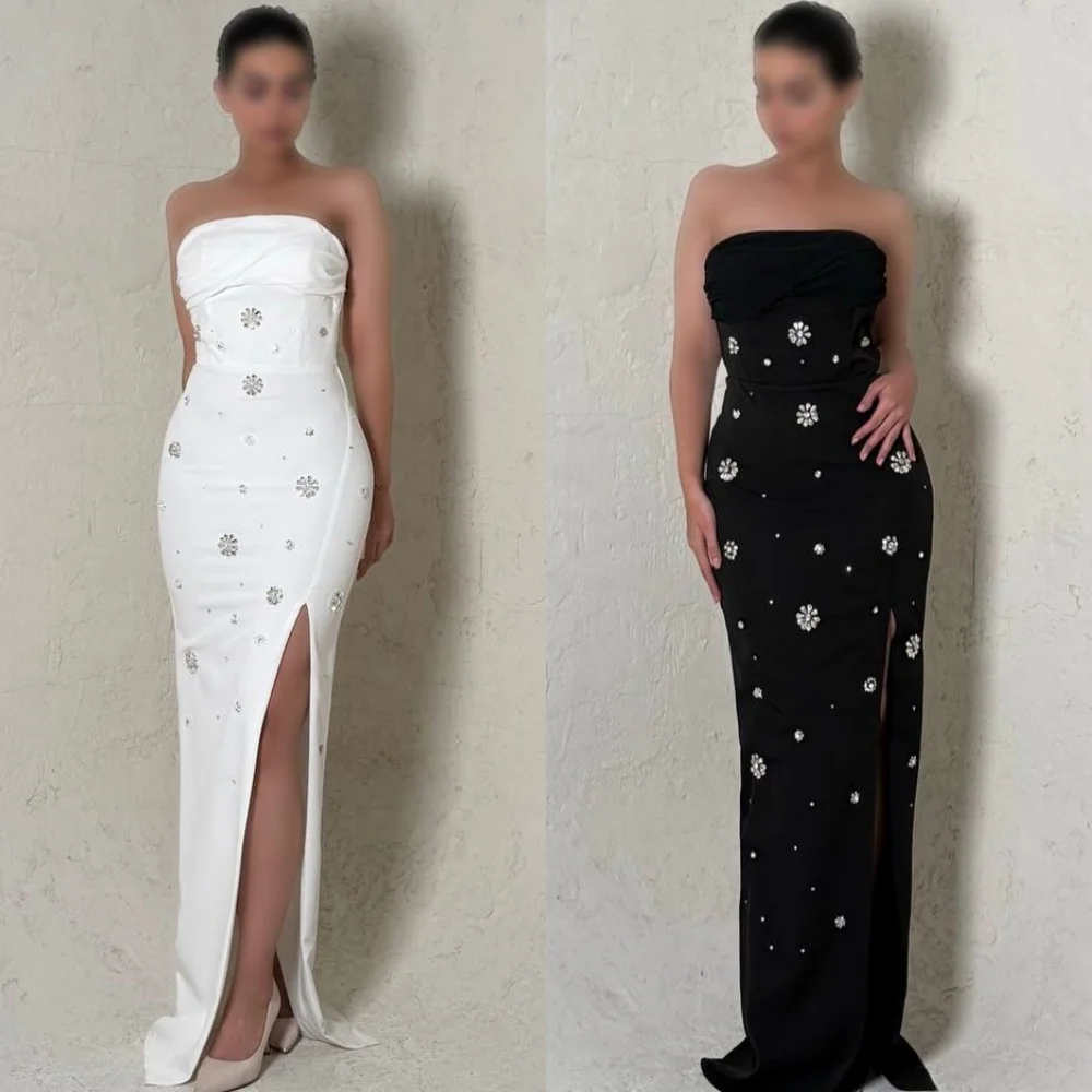 تخصيص الطراز الحديث مطابقة جيرسي حجر الراين الطية حورية البحر حمالة فساتين طويلة فساتين مناسبة مخصصة الموضة الكلاسيكية