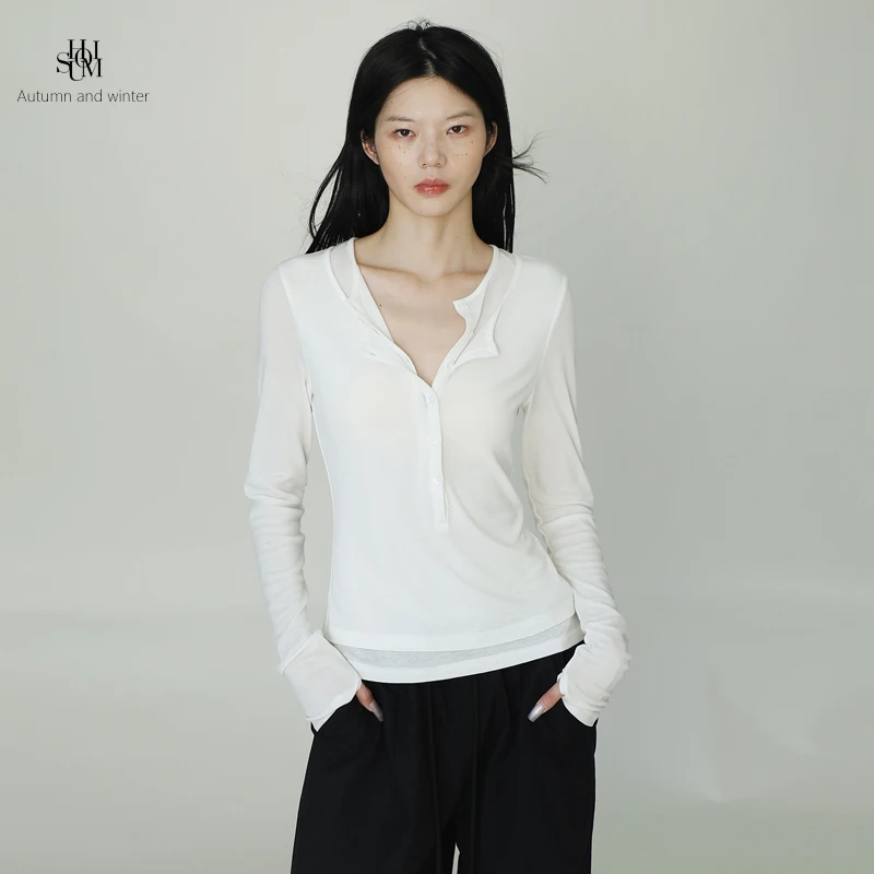 American Sle Long Sve White T-irt Women's Slim Fit Inner And Outer Wear Base irt Silk Wool Top Skin Friendly Breathable