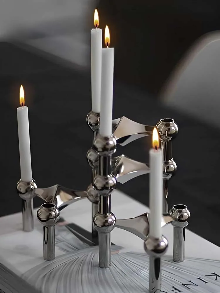Luxuriöse Kerzenständer 10cm Kleiner Ständer Nordischer Edelstahl-Kerzenständer für Schlanke Kerzen, Kerzenleuchter-Set für Wohnzimmer-Dekoration