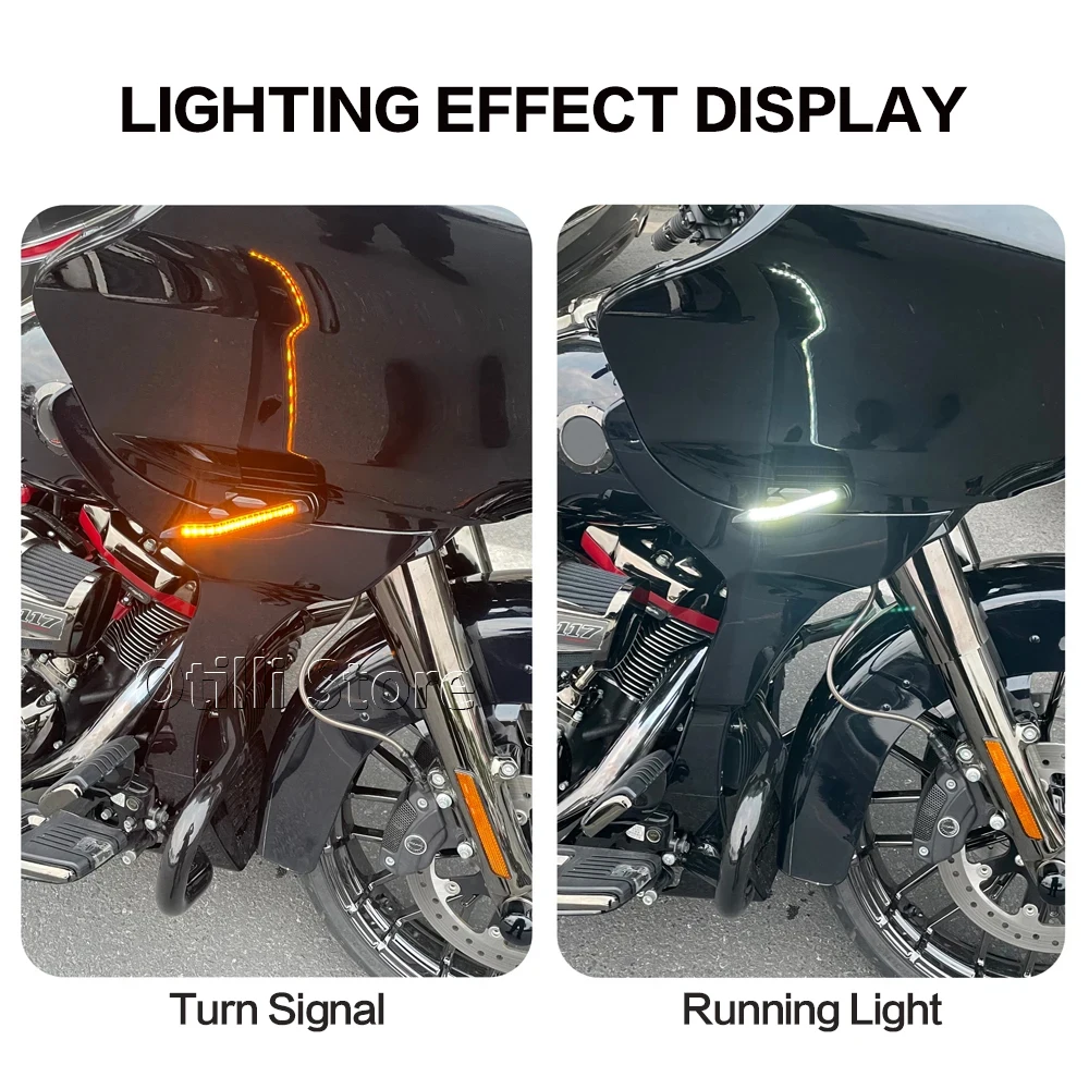 

For Road Glide FLTRX FLTRU FLTRK 2015-2023 Motorcycle LED Turn Signal Light Front Side Flashing Indicator Black Blinker Lamp Kit