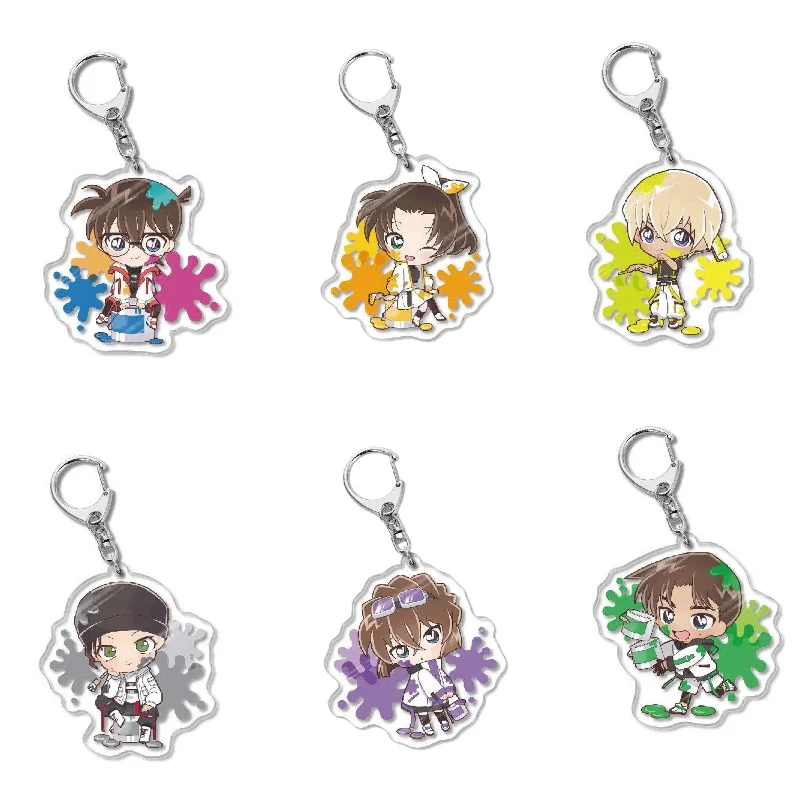 

Detective Conan Edogawa New Acrylic Popular Anime Related Products Fun Keychain Bag Charms Pendant Q Version Creative Kingring
