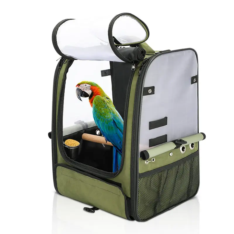 

Custom Small Transparent Breathable Bird Parrot Carrier Travel Cage Bag Birds Travel Backpack Carrier