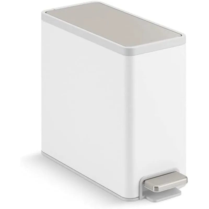 

2.5 Gallon Slim Step Trash Can, Bathroom Trash Can with Soft-Close Foot Pedal