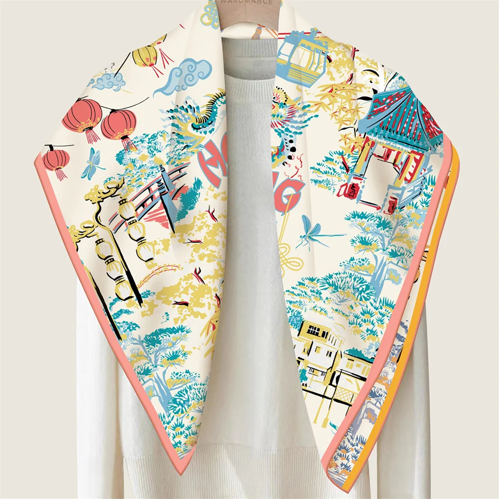 90CMTwill Silk Scarf Women Dou - Face Scarf Mask avis et prix