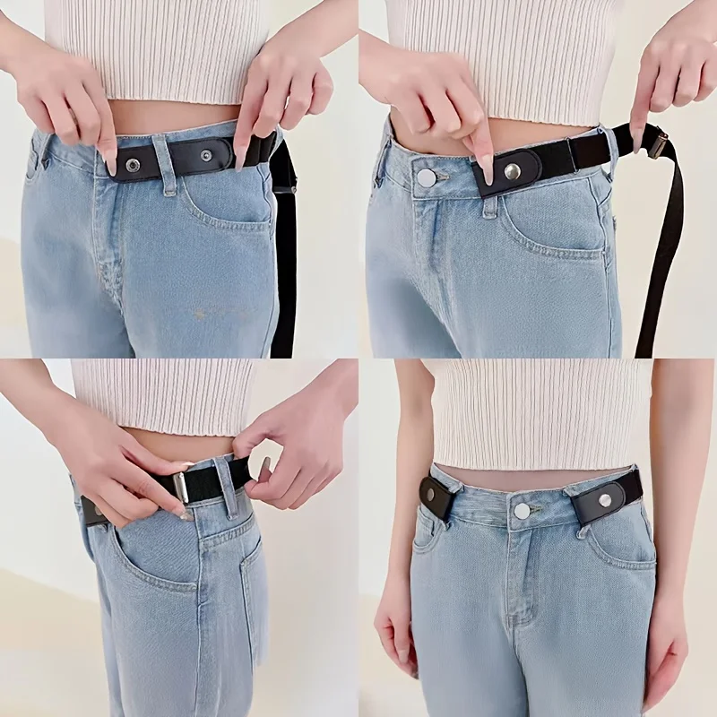 3 peças, cinto jeans neutro ajustável, adequado para uso casual e formal, lavável à mão, pares com vestidos | Cinto amigável para viagens