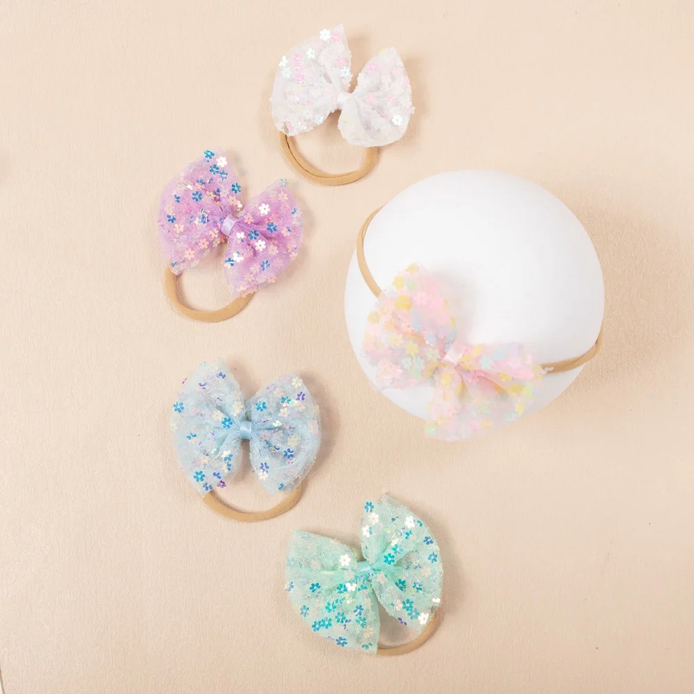 

Mesh Sequin Bow Headband Girls Sweet Bows Hair Bands for Newborn Baby Girls Cute Kids Headwear Newborn Baby Girl Accessories