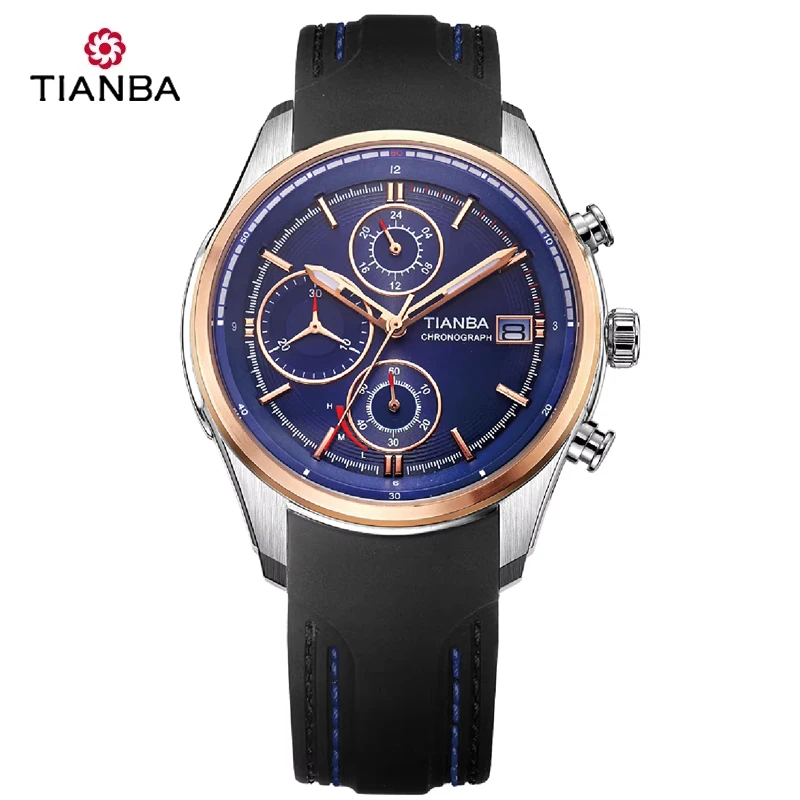 TIANBA Original Eco-Driver Solar Quartz Movement Waterproof Men\'s Watch Luminous Calendar Display Stainless Steel Band  9002