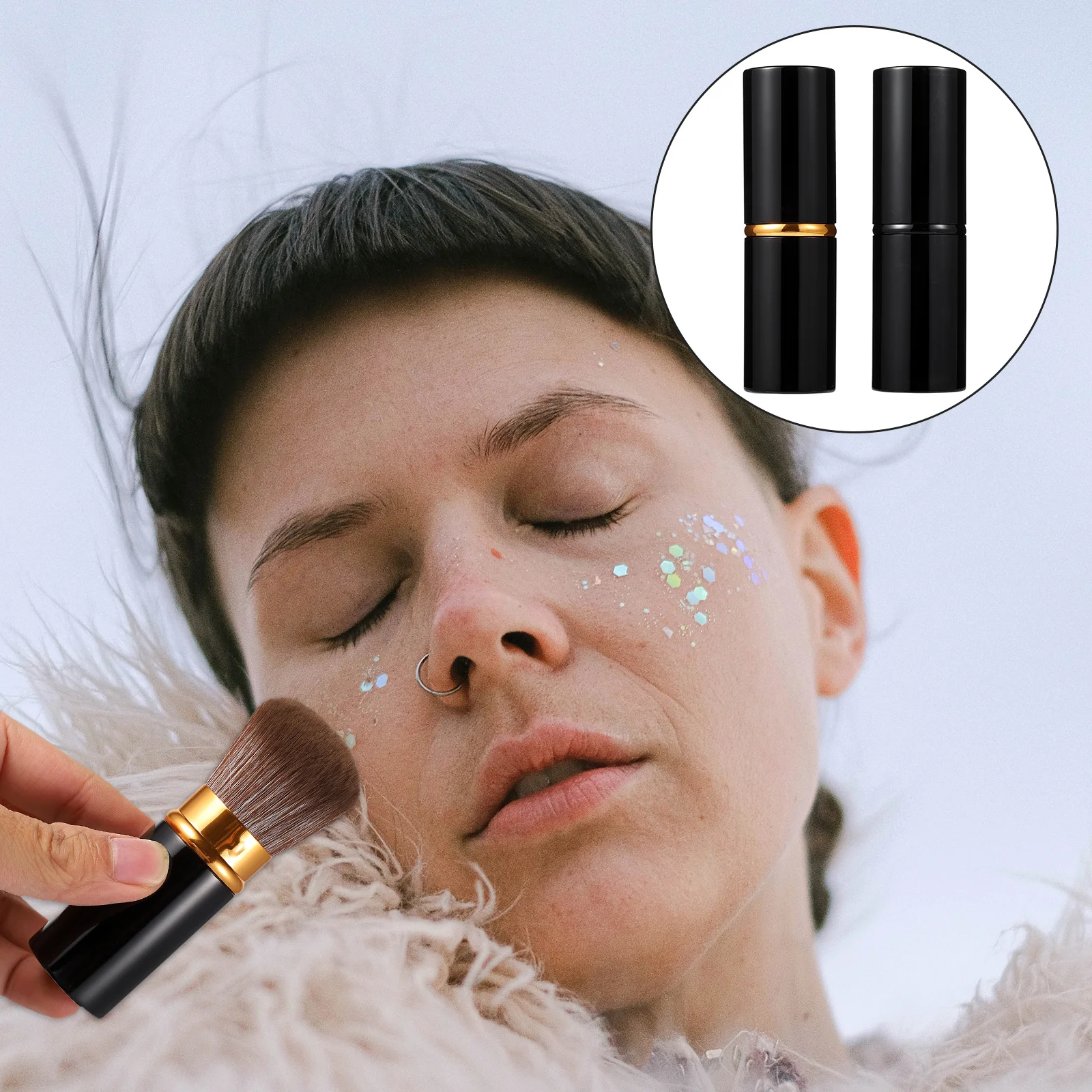 2 個ファンデーションブラッシュパウダー旅行用メイクアップツール美容ブラシセット女性化粧品メイクブラシ女の子