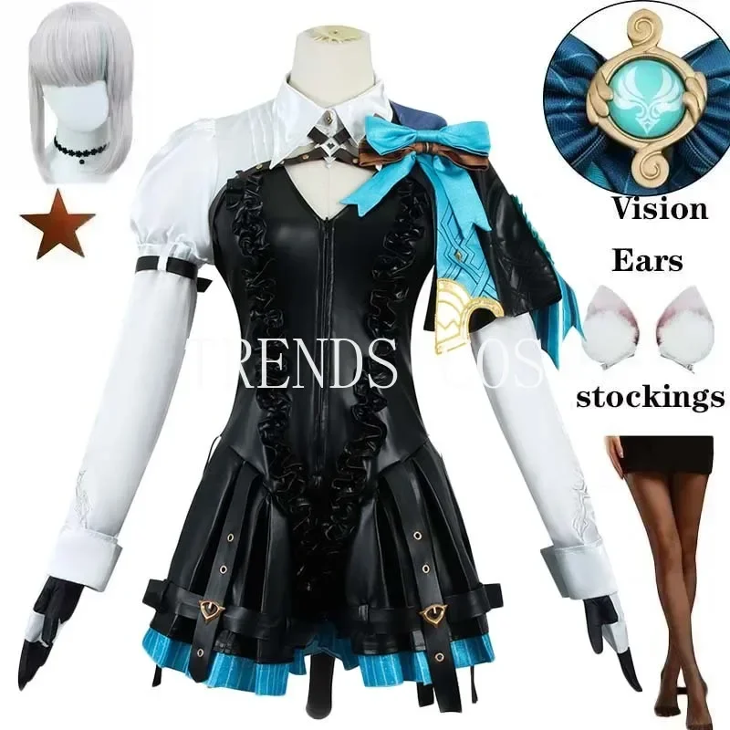 

Magician Lynette Cosplay Costume Fontaine Magician Lynette Outfits Facial Tattoo for Comic With Lynette Full Set