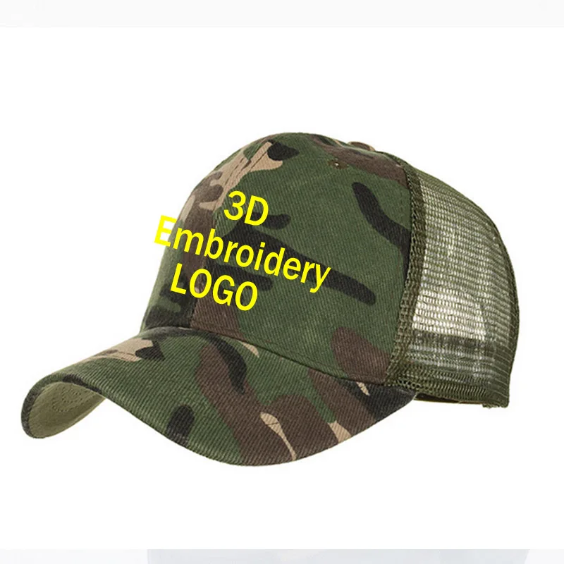 10Pcs visored Hat Custom Camo Baseball Cap Adult Embroidery camouflage Men\'s caps Stitch LOGO Curved Peaked Visor kanye Children