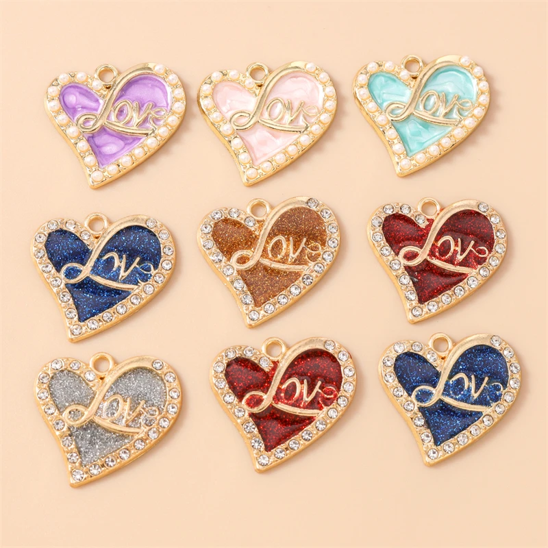 

20pcs 24x25mm Cute Enamel Love Heart Charms Pendants for Drop Earrings Necklaces Bracelets DIY Crafts Jewelry Making Accessories