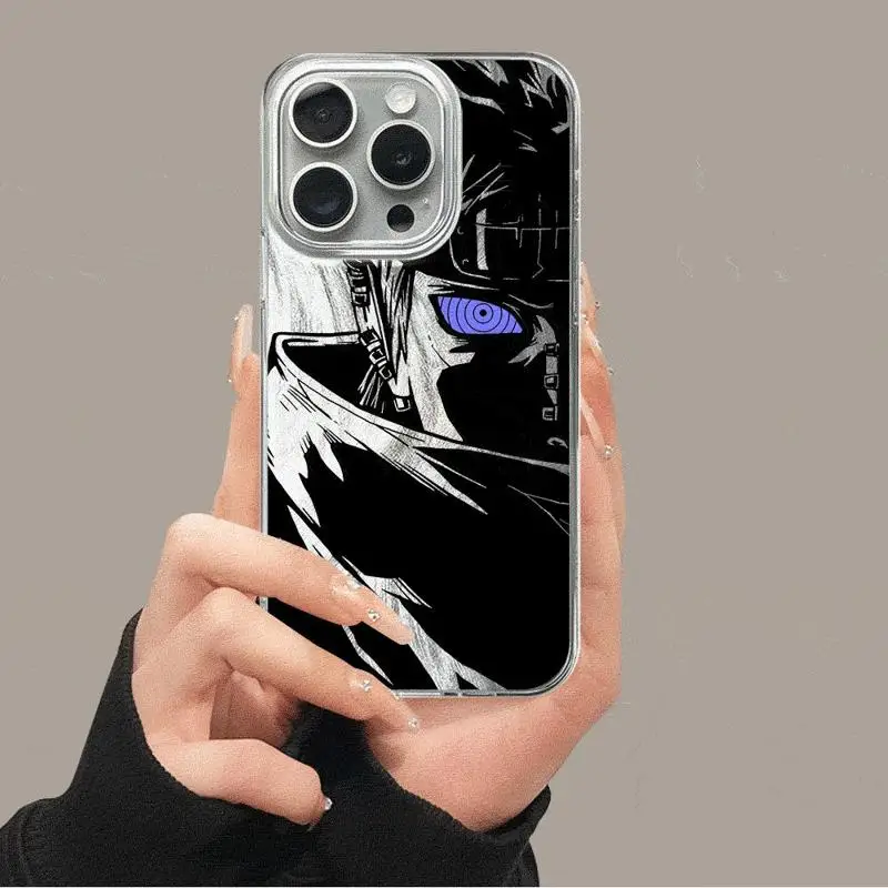 Anime Narutos Cool Phone Case for Apple iPhone 13 15 Pro Max 14 13 Pro 11 12 7 8 Plus X XS MAX14 Plus Laser Silver Shell