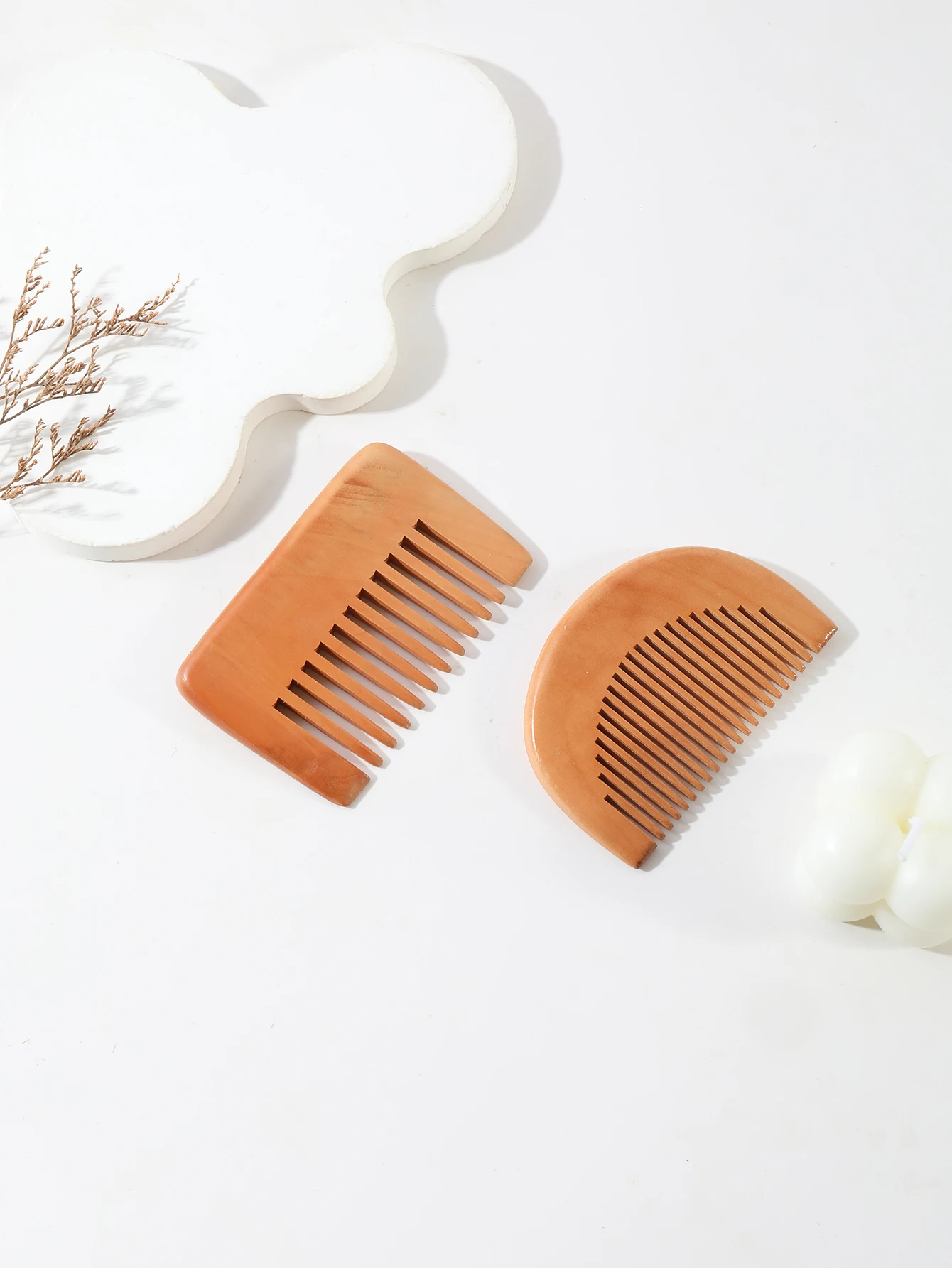 Sisir kayu persik alami, cocok untuk perawatan dan penataan rambut dan jenggot sehari-hari, sisir perjalanan portabel, khusus untuk wig rambut asli