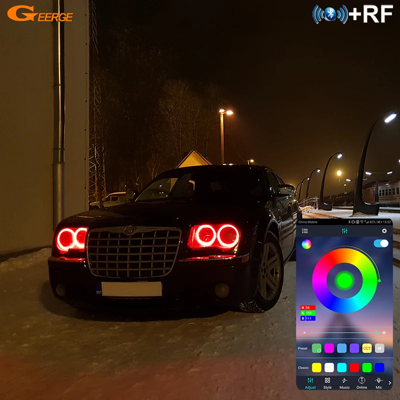 For Chrysler 300 C 300C 2004-2010 RF Remote Bluetooth APP Multi-Color Ultra Bright RGB LED Angel Eyes Halo Rings Day Light