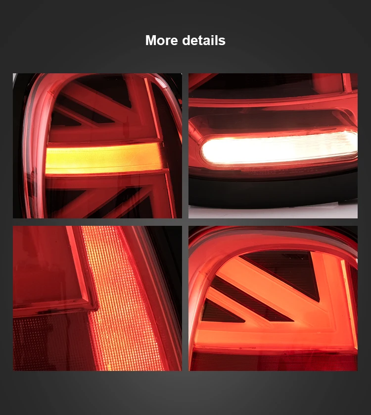 2 Stück LED-Rückleuchten-Set für Mini Cooper F55 F56 F57 2014–2019, Union-Jack-Design, Startanimation, sequenzielle Blinkerfunktion, Rückleuchte.