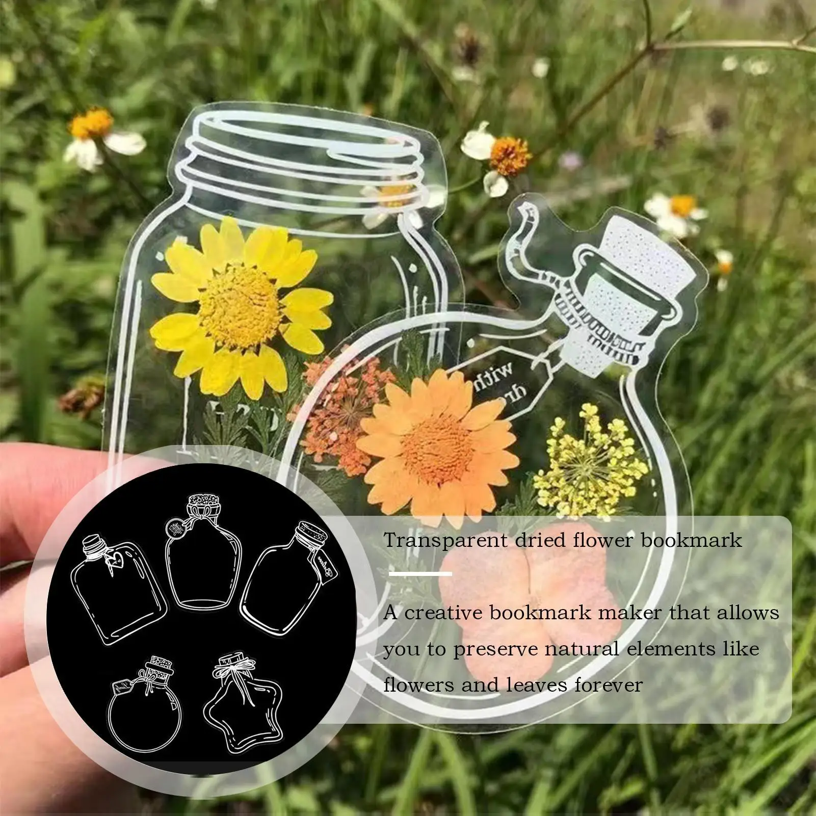 Kit de marque-pages de fleurs séchées, ensemble de fabrication de marque-pages de fleurs pressées, spécimen botanique en forme de pot pour Scrapbook, amateurs et enseignants