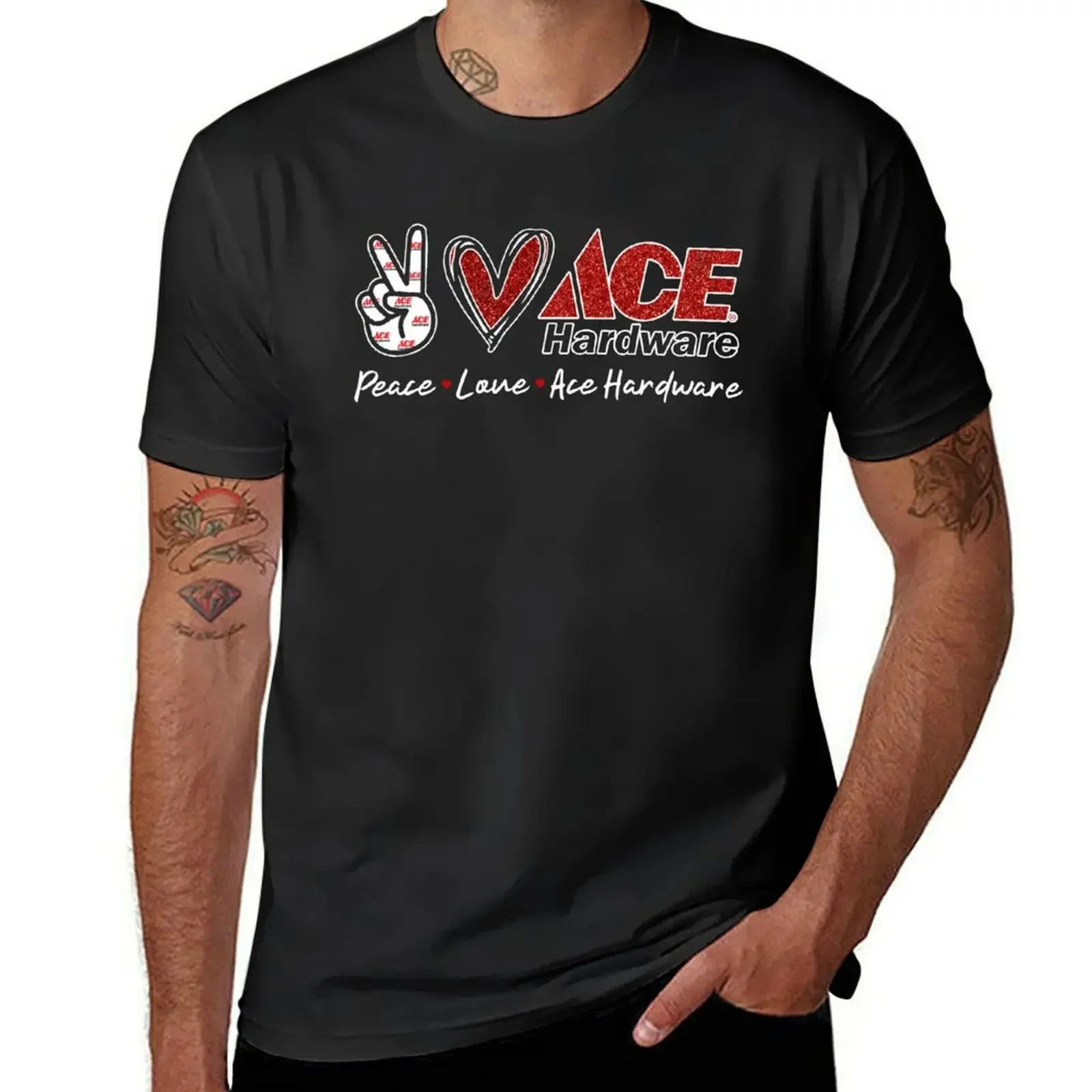 

Peace Love Ace Hardware Special Version Team For Girls Bes Trending T-Shirt designer shirts baggy shirts Men's clothing