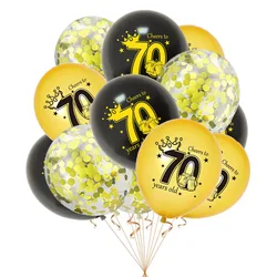 15pcs 12inch Cheers To 30 40 50 60 70 Years Old Latex Balloons Black Gold Adult Happy Birthday Helium Balls 70th Party Decors