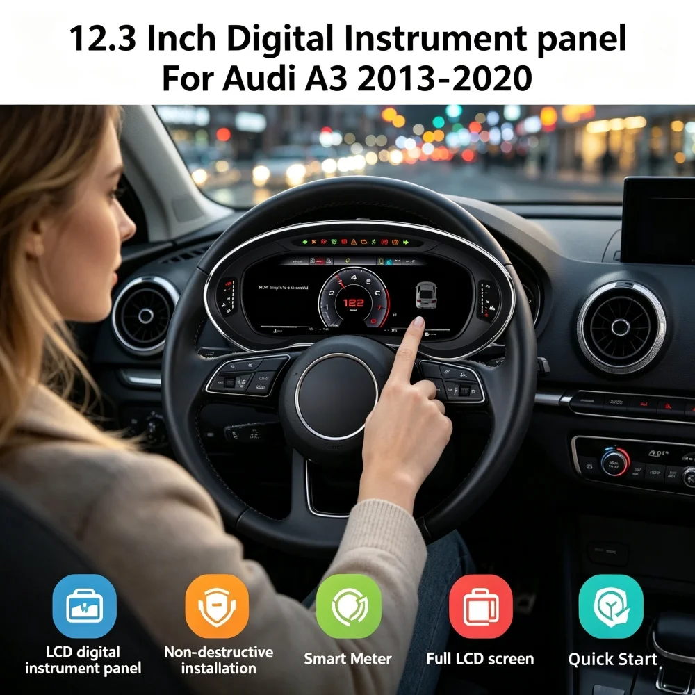 Car Dashboard Digital Cluster For Audi A3 2014-2020 LCD Instrument Panel Virtual Cockpit Speedometer Auto Meter Screen Head Unit