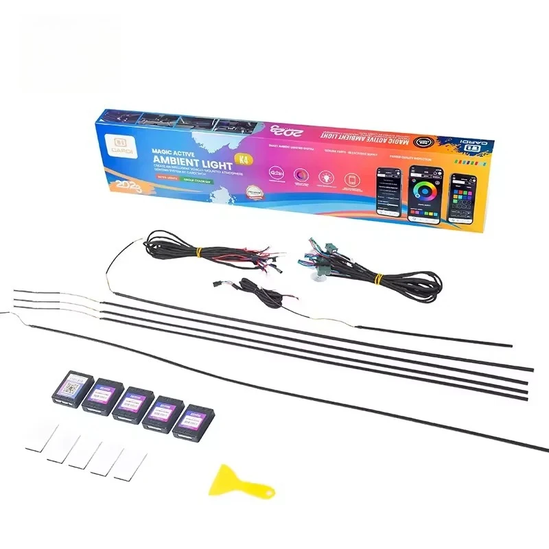 "CARDI" K4 18 1 Full Color Neon LED Interior Strip Universal 64 RGB Ambient Lighting for Car 12V Symphony Atmosphere Light