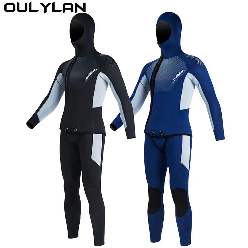 Oulylan Wetsuit 5mm Scuba Diving Suit Men Women Neoprene Underwater Hunting Surfing Front Zipper Spearfishing 2pieces Keep Warm