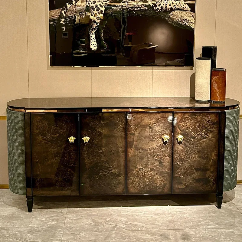 

Light luxury entrance cabinet Solid wood dining side cabinet Designer villa living room decoration foyer cabinet