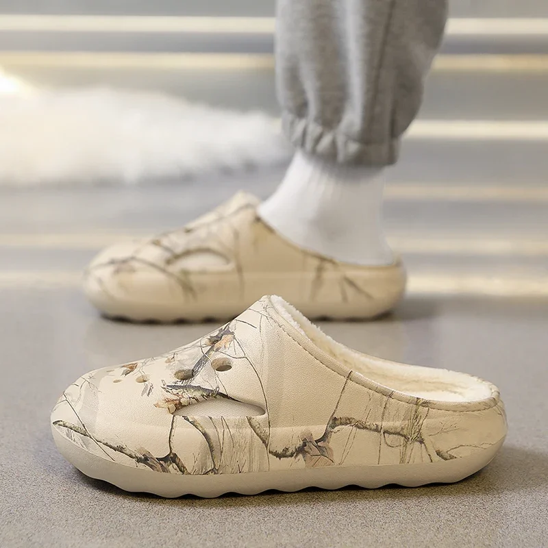 Warme katoenen pantoffels met gesloten neus voor heren Dames Winter Fleece gevoerd Verdikt Waterdicht Geschikt voor gebruik binnen en buiten Koppels