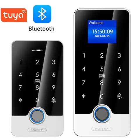 Tuya APP 도어 잠금 액세스 제어 시스템 키트 1.77In 화면 블루투스 키보드 지문 RFID IC 카드 판독기 금속 키패드