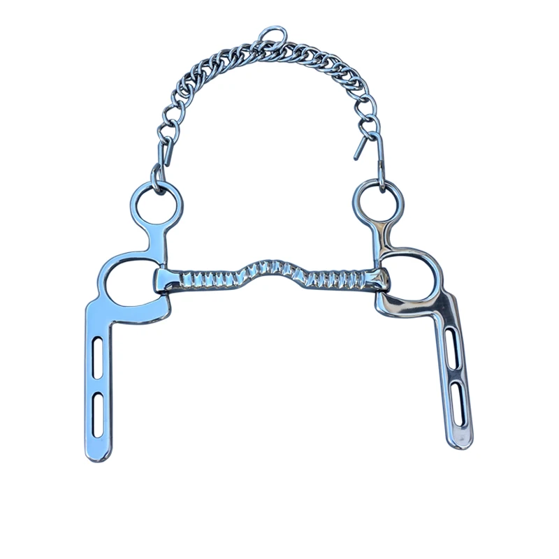 ステンレス鋼製ギャグビット-ミリタリーエルボービット-馬具-133cm-ローポートマウスピース