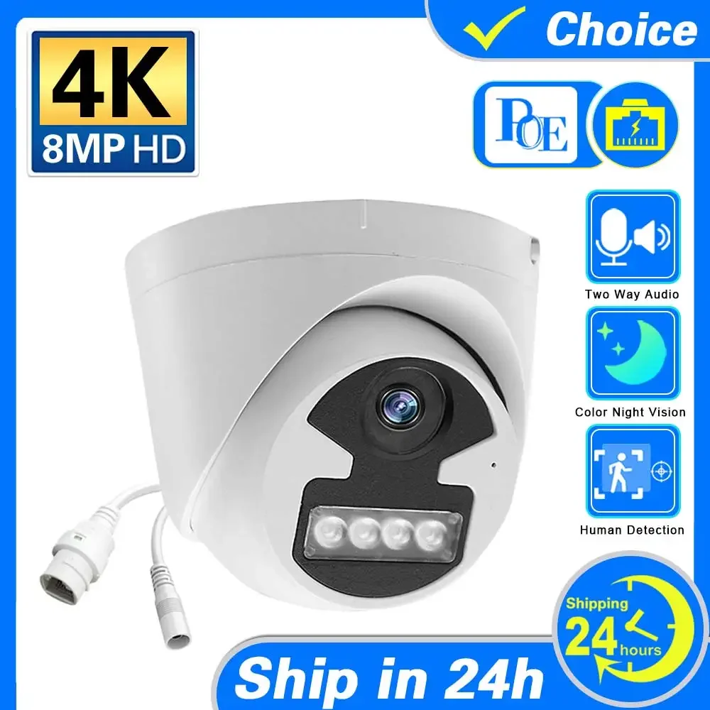 

4K Security Camera Outdoor System IP PoE Dome Surveillance Camera 8MP Color Night Vision Two-Way Audio CCTV Camera For 10CH NVR