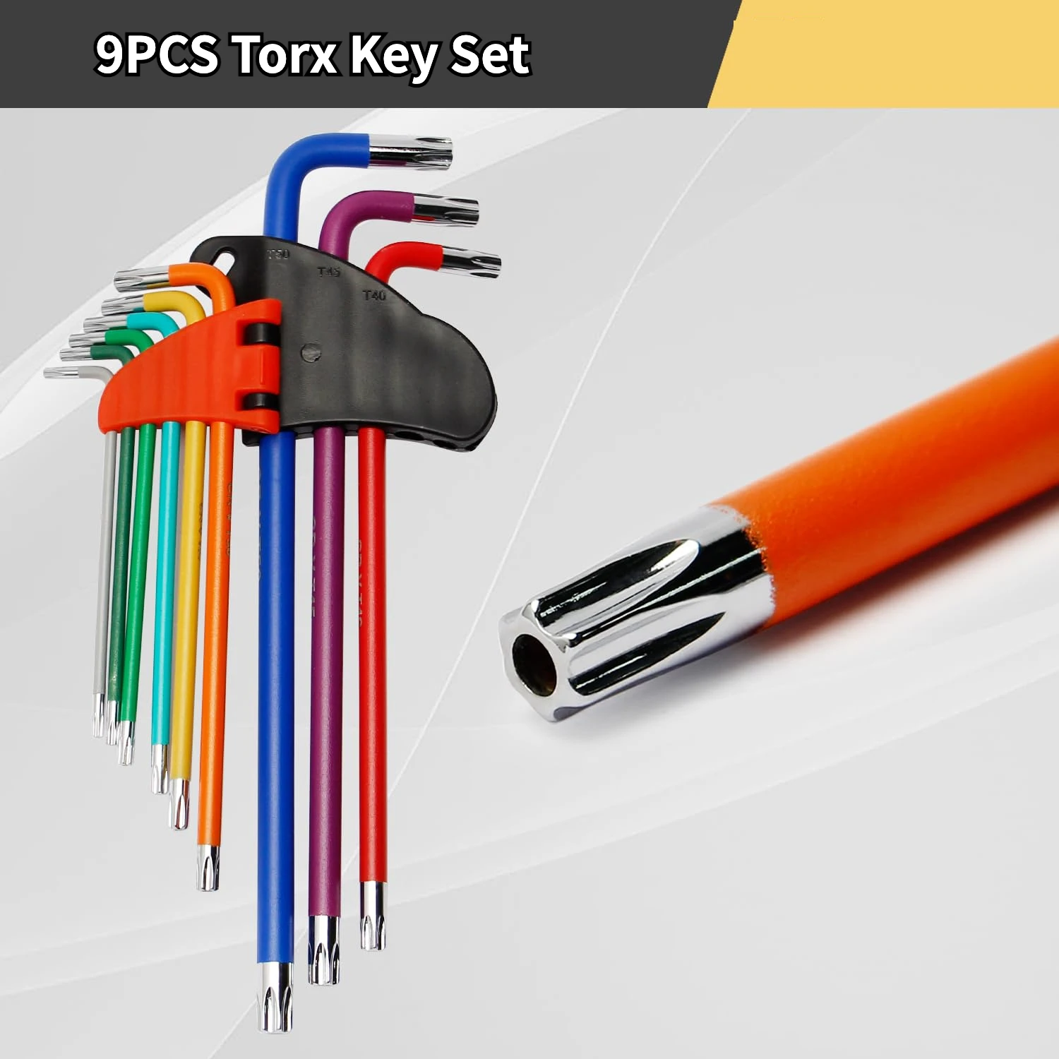 Chiavi a brugola professionali da 9 pezzi (1,5-10 mm) Kit chiavi a L Utensili manuali per chiavi esagonali per riparazione biciclette/auto/mobili/elettronica