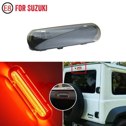Luz de freno trasera LED, lámpara de advertencia de parada central de montaje alto compatible con Suzuki Jimny JB64 JB74 2019-2021, luz roja de carcasa negra