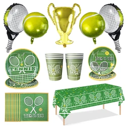 Sports Themed Tennis Tableware Paper Plates Napkin Tennis Balloon Ball Fans Sports Games Kids Men Girl Birthday Party Decoration
