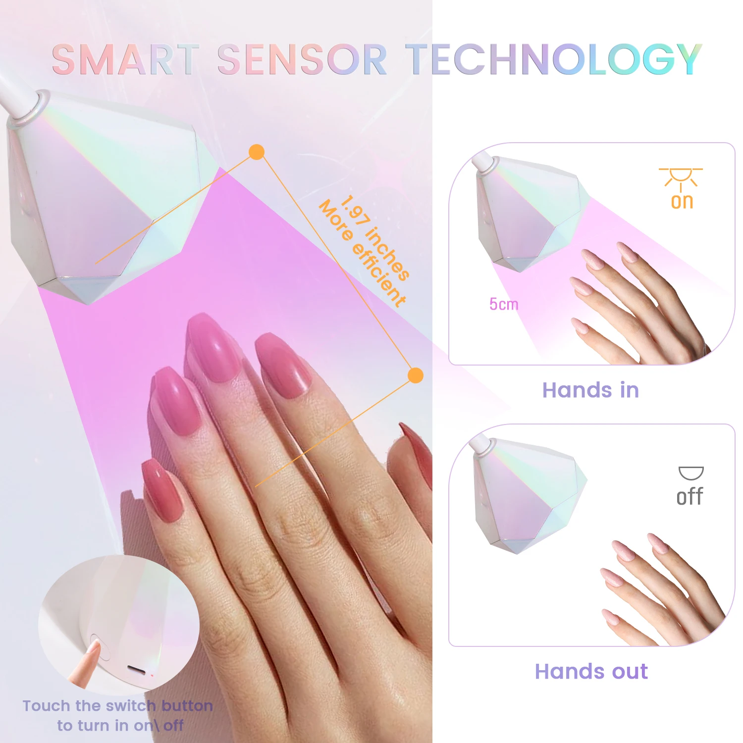 Rechargeable 27W Mini UV Light for Gel X Nails Extension,Cordless Portable Nail Dryer 360°Rotatable Gooseneck Polish Curing Lamp - view 6