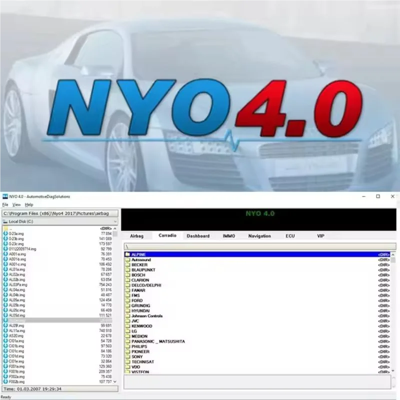 

Auto Repair Software 2017 NYO4.0 Full Database for Airbag Car Radio Dashboard IMMO Navigation NYO 4 Support Win7/8/10