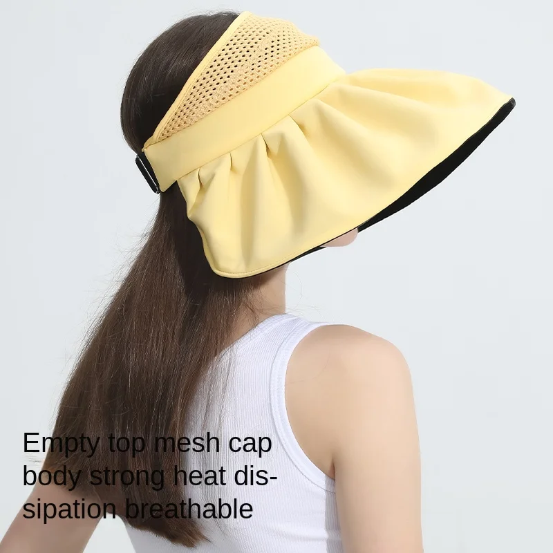 Air Top Sun Protection Hat Women's Summer Big Brim Face-Covering UV Protection Sun Hat Foldable Fisherman Hat